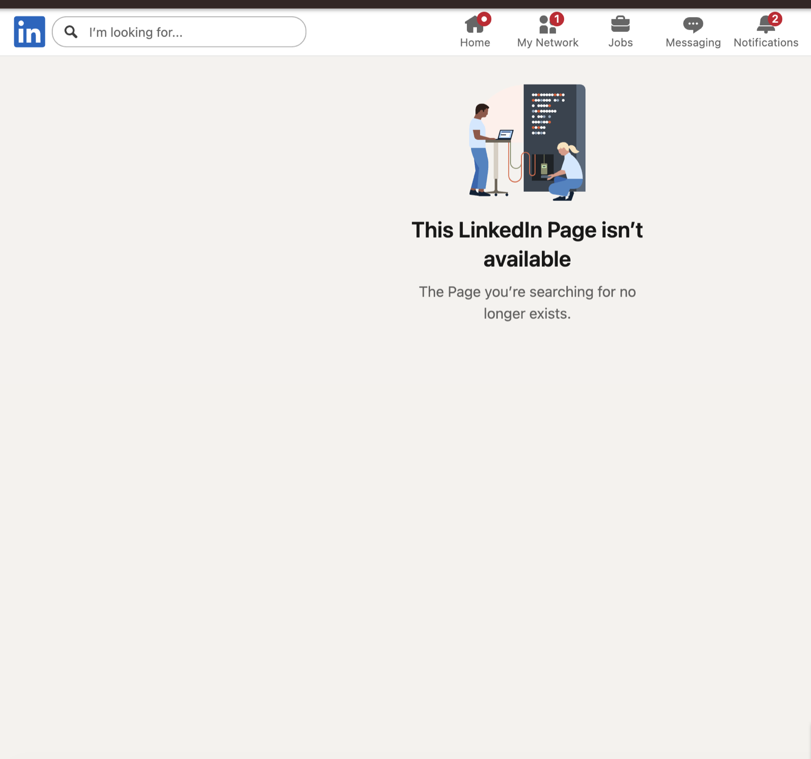 LinkedIn page for The Creative Unit showing the standard "This LinkedIn Page isn't available" message.